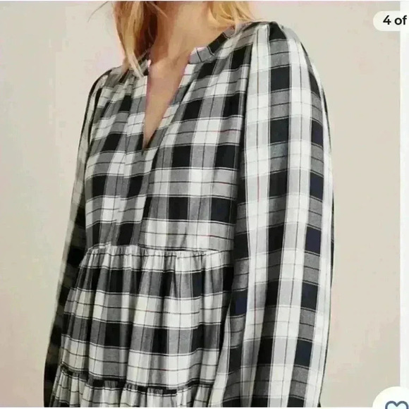 ANTHROPOLOGIE Amber Plaid Tiered Tunic Dress MAEVE Sz S - Picture 4 of 8